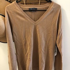 Women's Tan V-Neck Sweater